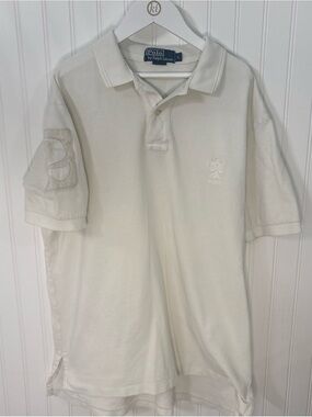 Ralph Lauren Polo Shirt in Cream with Embroidered Patch